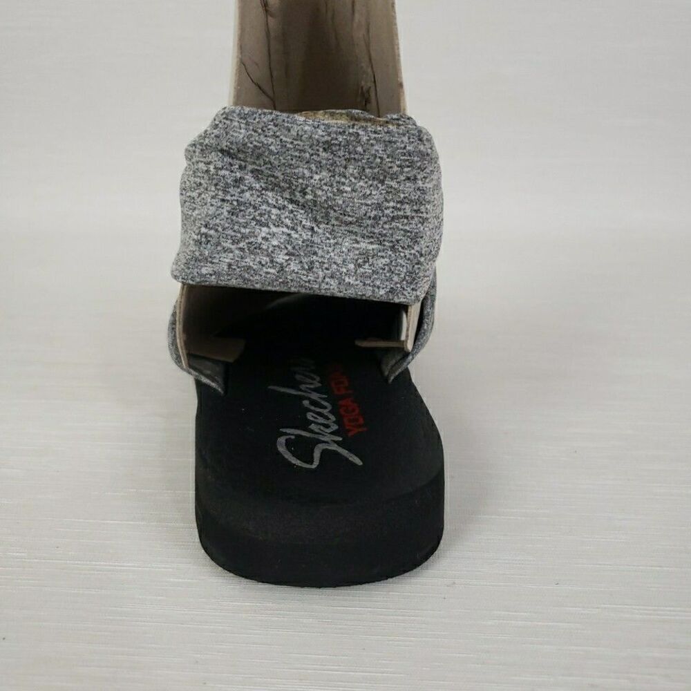 Skechers Yoga Foam Sandals Women 7 Grey Black Slingback Thong Summer Footwear - Picture 8 of 16